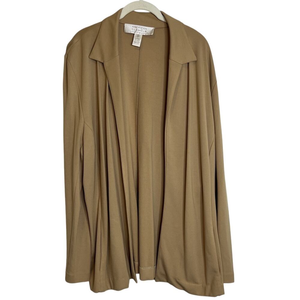Badgley Mischka American Glamour Open Front Cardigan Jacket 1X Beige